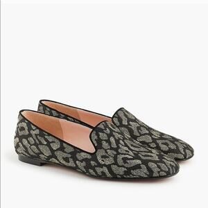 J CREW Metallic Leopard Smoking Slippers Shoes Flats